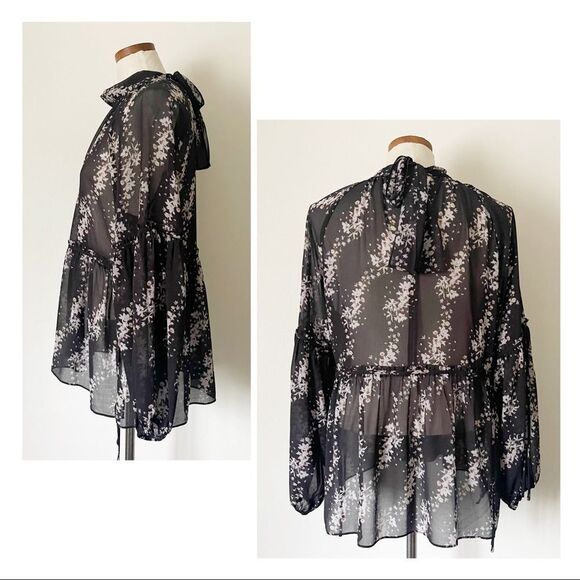 All Saints Eimear Cultivar Mini Dress Sheer print Size 8 preowned - Picture 4 of 6